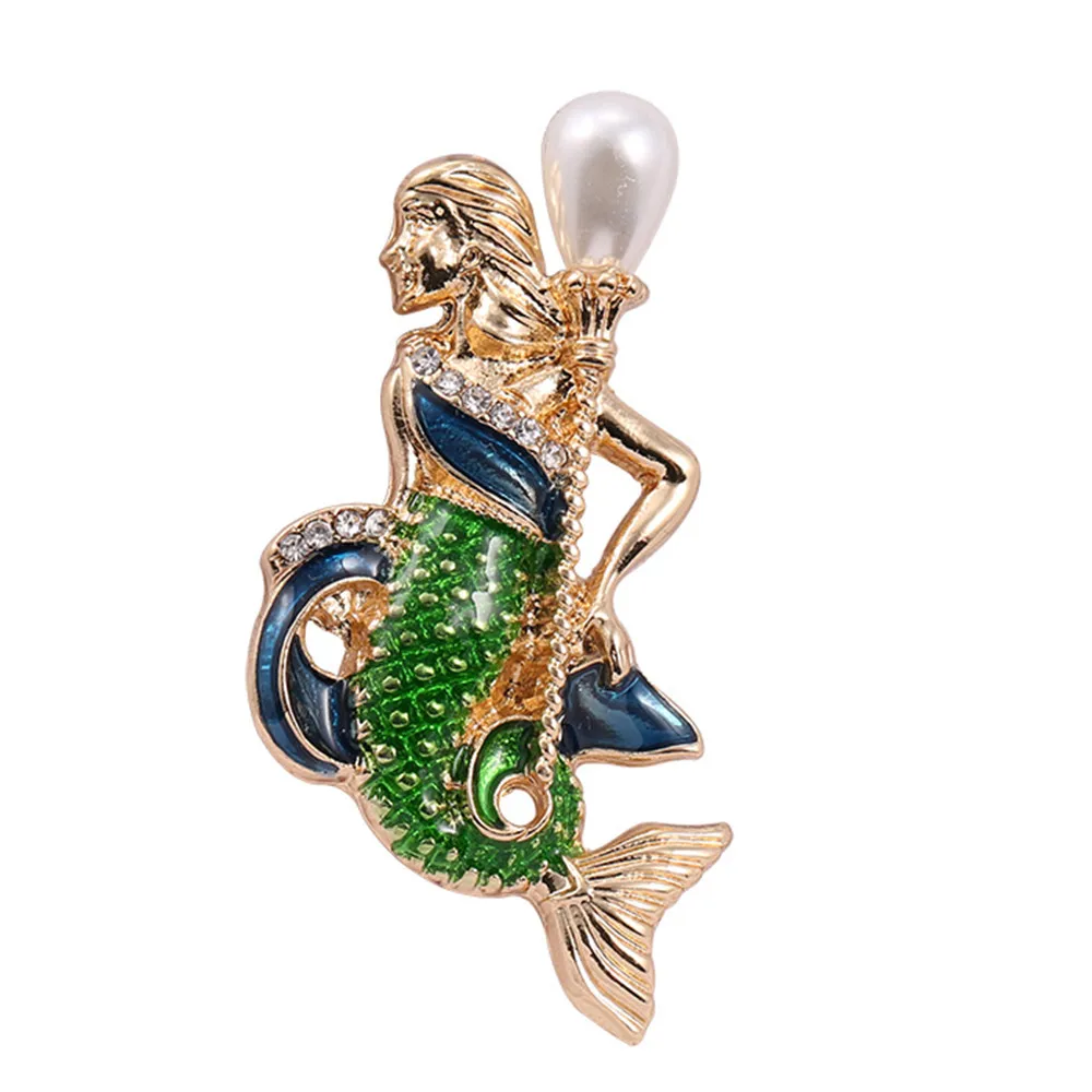 

Free shipping Fashion brand new ocean of love set auger enamel glaze mermaid brooch Women's Accessories Wholesale