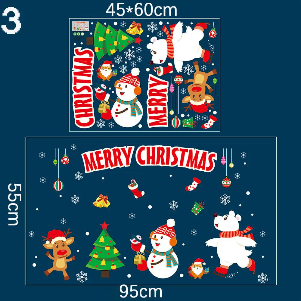 1 шт. 40*60 см съемные оконные двери домашний Декор наклейки с Рождеством наклейки фестиваль Фреска с Рождеством год украшения - Цвет: 3