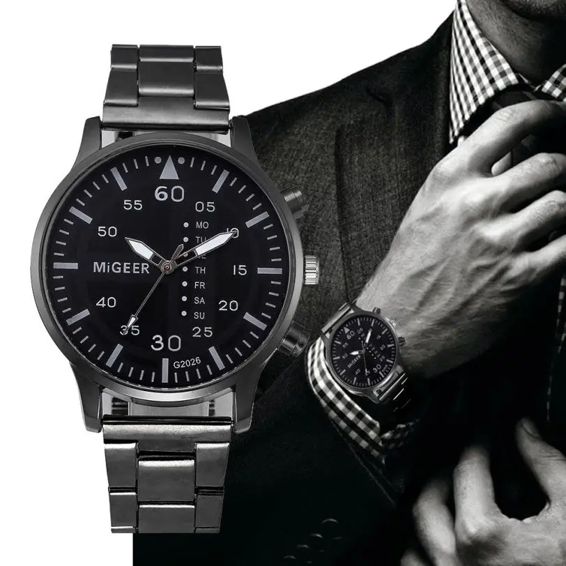 

Splendid Mens Watches Top Brand Luxury Mens Stainless Steel Dial Quartz Wrist Watch Erkek Kol Saati Relogio Masculino