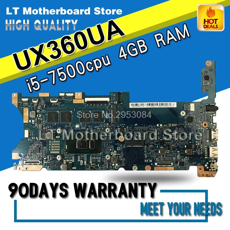

for ASUS ZenBook ux360U UX360UA ux360UAK motherboard UX360UA REV2.0 I5-7500 cpu 4GB RAM Mainboard 60NB0C00-MB2050 100% tested