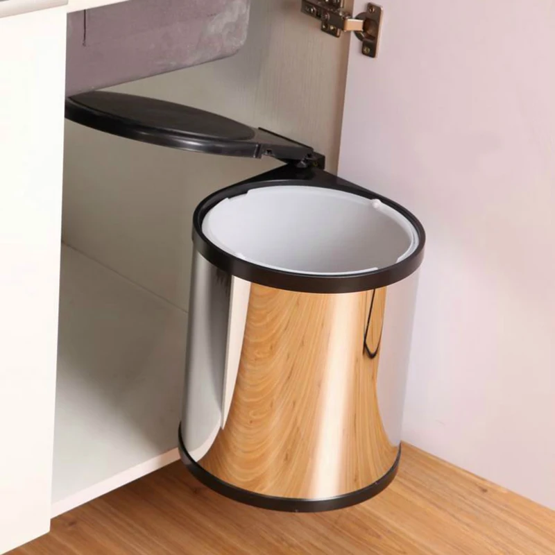 Factory Quality 5l 8l 12l Stainless Steel Pivot Out Trash Can Door Factory Quality 5l 8l 12l Stainless Steel Pivot Out Trash Can Door Mounted Waste Bin Kitchen Dustbin With Blue Film In Bins From Home Garden On
