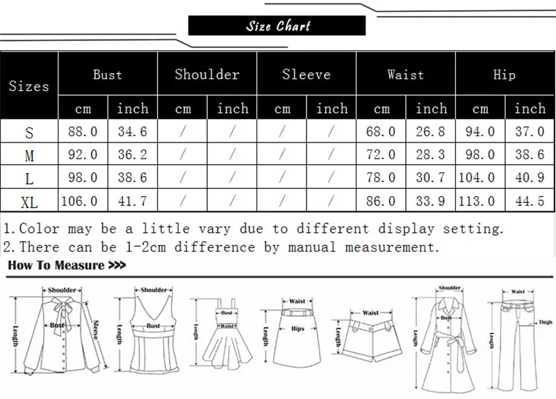 2018 size chart