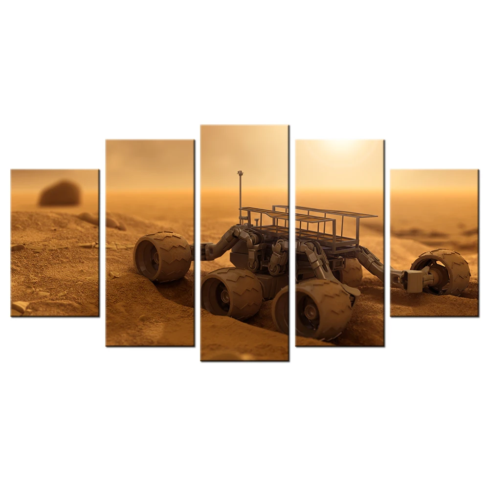 5 Piece Military Canvas Wall Art Mars Exploration Picture Prints On