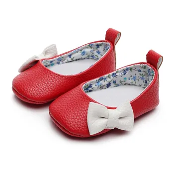 

Newborn Baby Girls Princess Shoes Crib Bebe Infant Toddler Kids First Walkers Patent leather Big Bow Solid Shoe