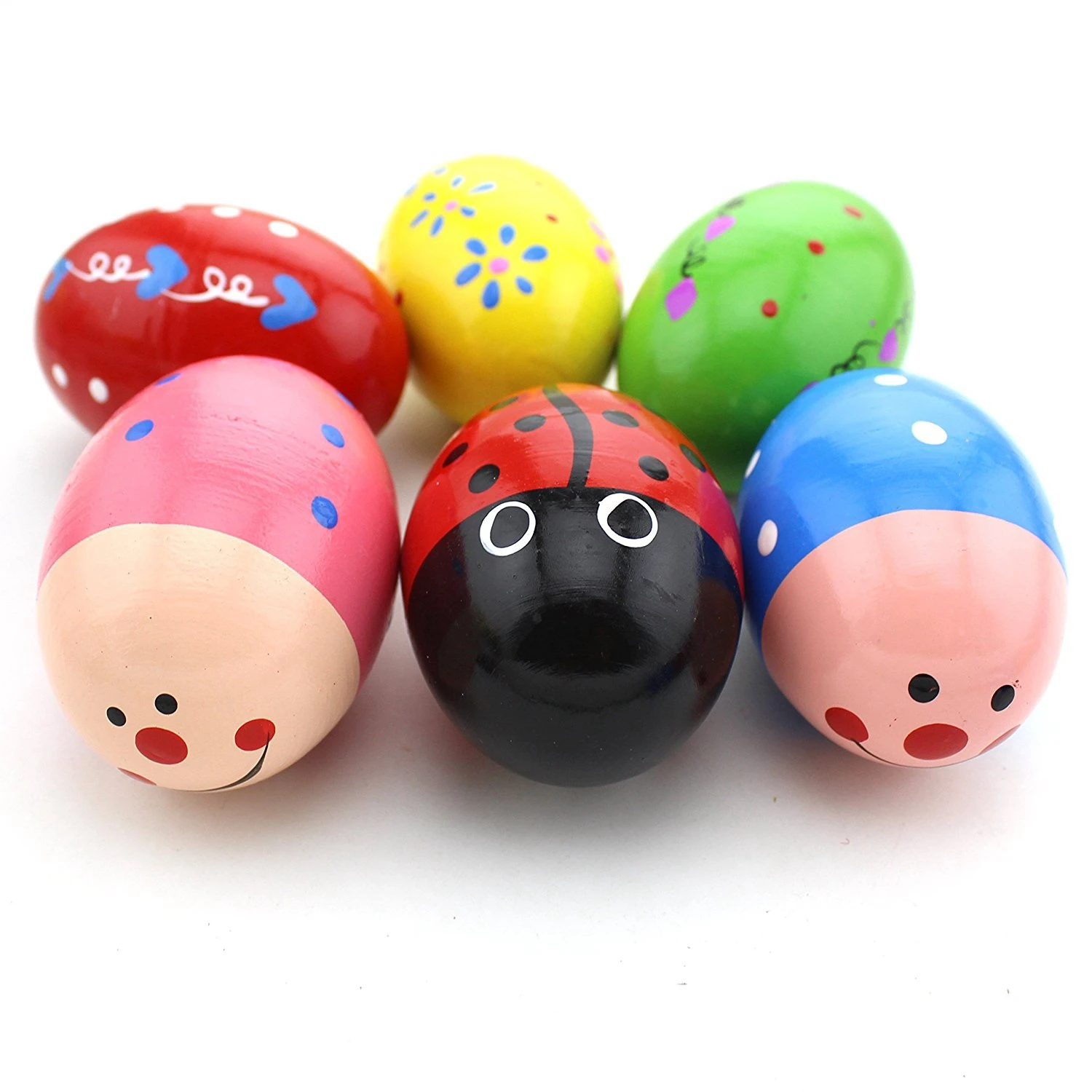 BMDT-набор из 6 деревянная перкуссия игрушка, музыкальное яйцо maracas яичные шейкеры для детей
