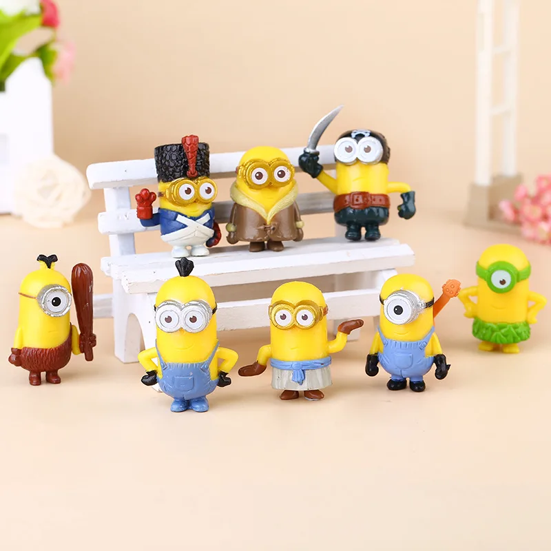 

8pcs 5.5cm Minion Miniature Figurines Toys Lovely Model Kids Toys 3cm PVC Anime Children Figure collection of children's toys