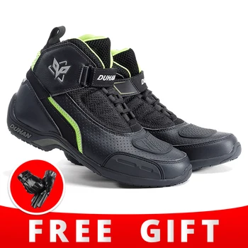 

Motorcycle Boots Men Biker Motorcycle Shoes Motocross Boots Motorbike Riding Racing Botas Moto Boots Black White DUHAN