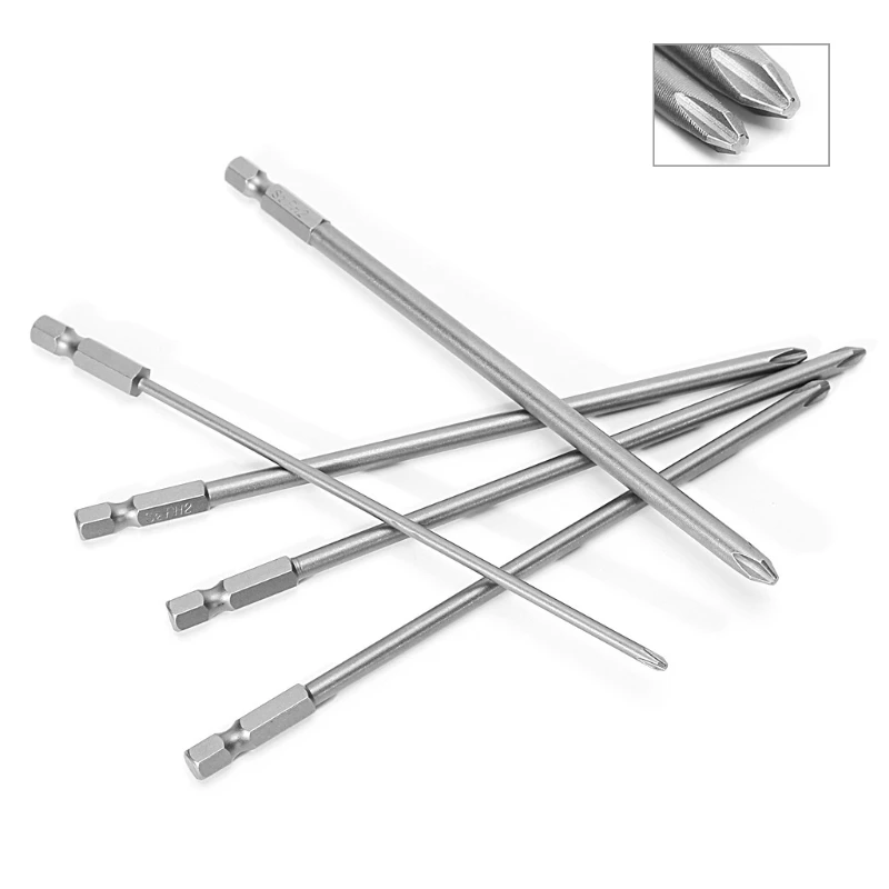 6 Pièces/ensemble PH1 PH2 1/4 Pouces Tige 100mm De Long Acier Magnétique Alliage Acier Tige Hexagonale Tête Transversale Tournevis Bit Outils à Main