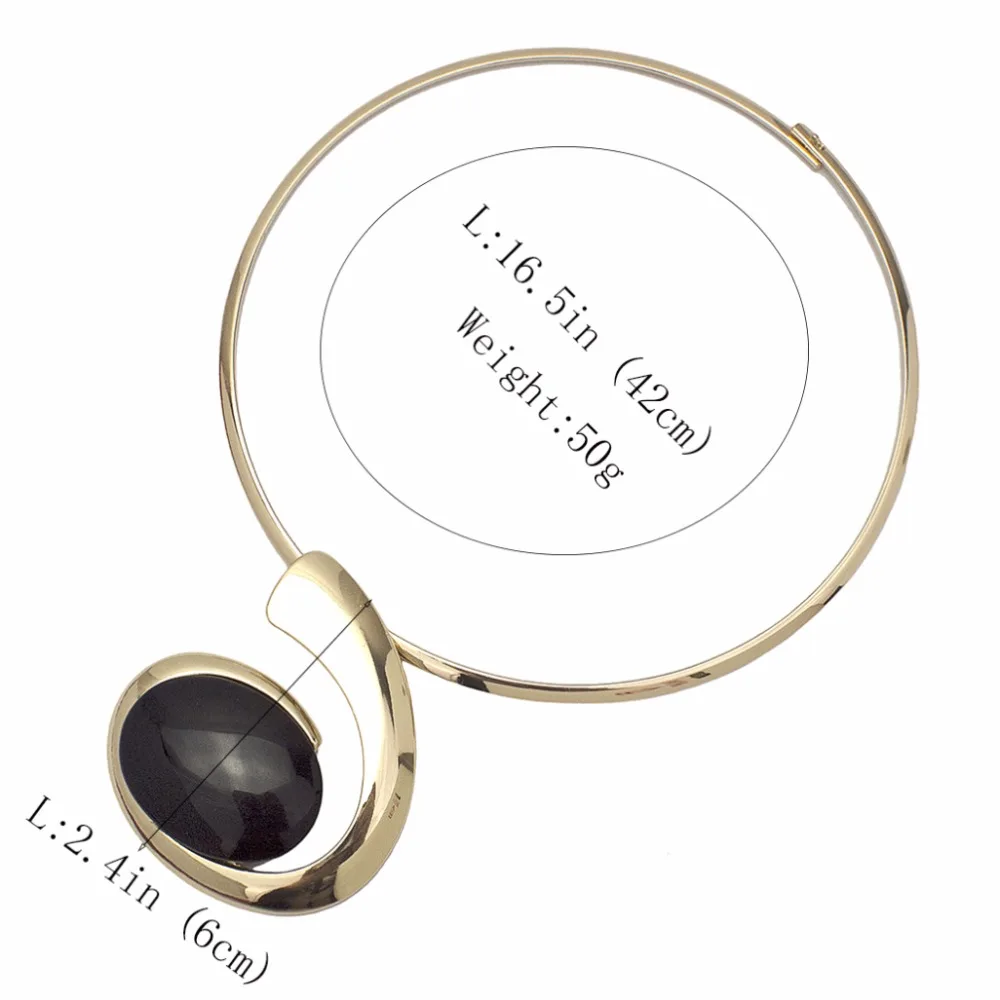 MANILAI Big Oval Resin Set Jewelry Metal Torques Cuff Bracelet Bangles Necklace Women Alloy Statement Necklaces Party Sets