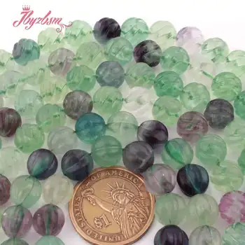 

10mm Pumpkin Lucky Multi-Color Fluorite Crystal Natural Stone Beads For Necklace Bracelets Jewelry Making 15" Free Shipping DIY