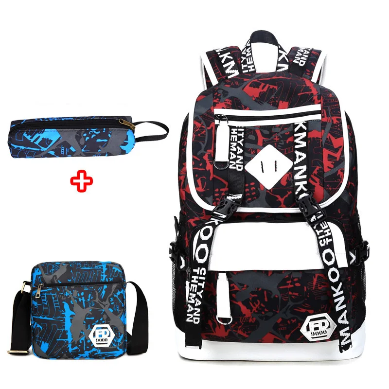 

Trendy Outdoors Backpack Large Capacity Casual Travel Bag Fashion Contrast Color Men Korean Style School Bag Buckle Backpack