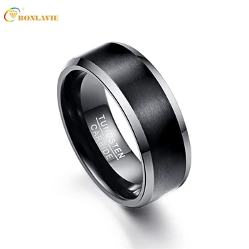 

Men Ring 100% Tungsten Carbide Anillos para hombres 8mm High Polishing Black Wedding Bands Promise Band Pierscienie T005R