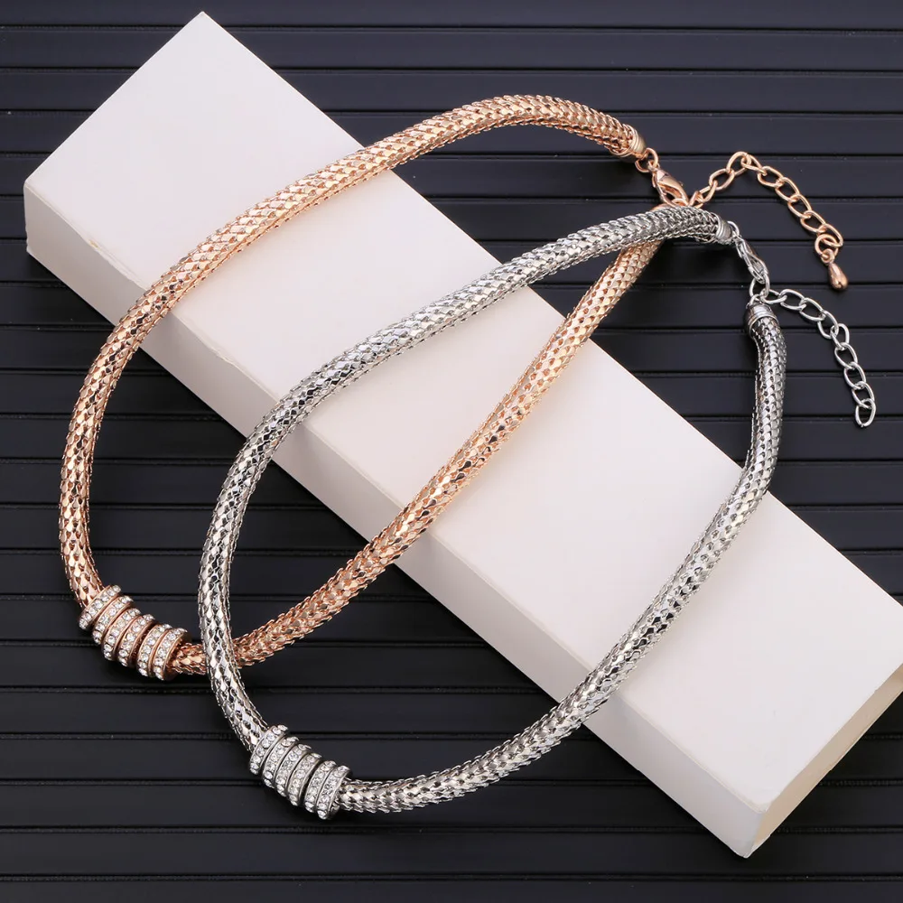

New Design Luxury Maxi Crystal Collar Necklace Gold/Silver Plated Rhinestone Torques Choker Necklaces For Women Wedding Jewelry