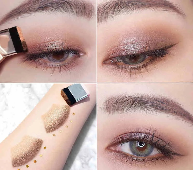 

Lazy Double Color Eye Shadow Diamond Shimmer Eyeshadow Makeup Waterproof Mineral Powder Double-layer Glitter Eye Shadow