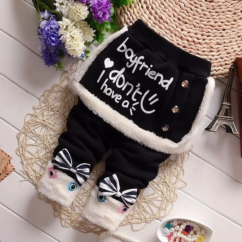 

2018 Winter newborn Infants Pants Baby Girls Plus Thick Velvet Pants Kids Warm Cute Cotton clothing Trousers
