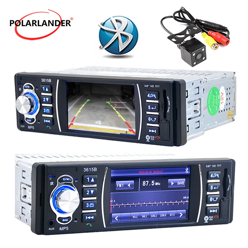 Kopen 1 Din Auto Radio Stereo MP4 Bluetooth Afstandsbediening AUX USB TFT SD MMC AM FM EQ Achteruitkijkspiegel Parking 5 talen
