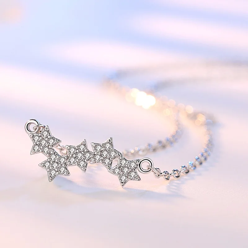 

XIYANIKE 925 Sterling Silver Connected Love Star Sparkling Fashion Choker Necklace 2017 Hot Sale necklaces & pendants VNS8265