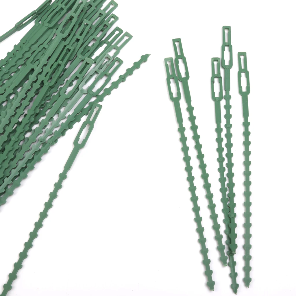 30pcs 16.5cm Plastic Cable Ties Gardening Clips Plant Ties Green Garden Supplies