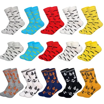 

1Pair Street Fashion Men's Casual Thin Ankle Socks Funny Moustache Anchor Pattern Cotton Socks Wholesale