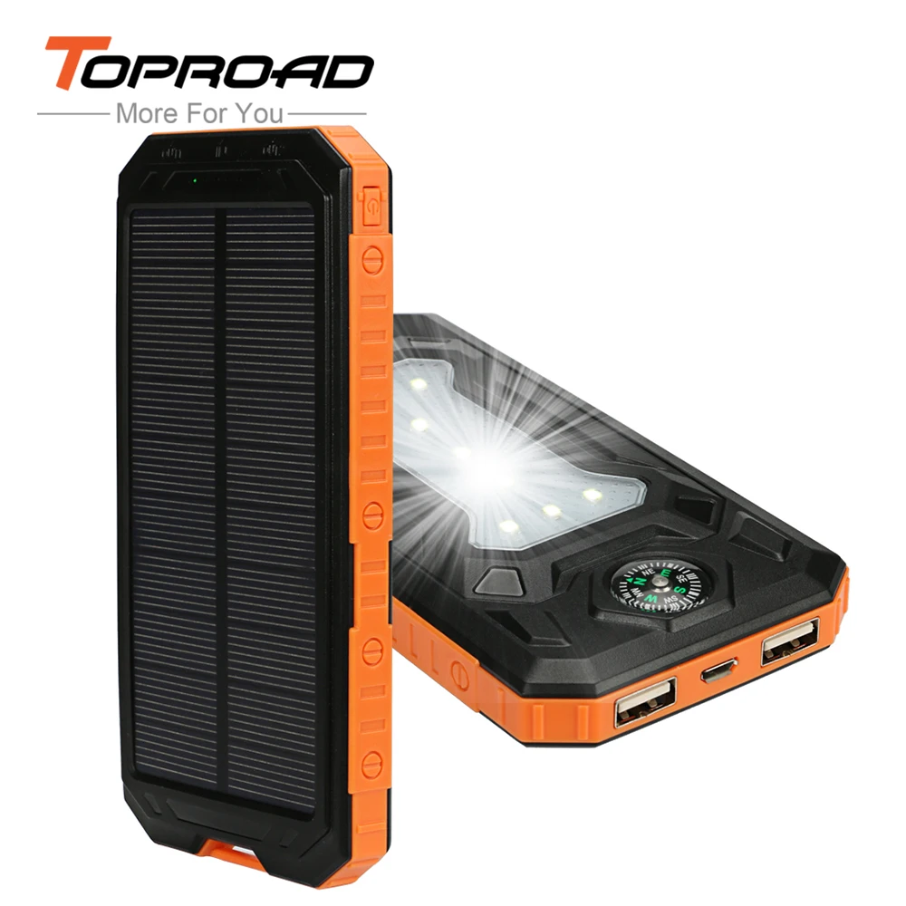 imágenes para Solar portátil Banco de la Energía 10000 mAh Dual USB LED Luz Powerbank Cargador de Batería de Reserva Externa para Los Teléfonos Móviles de Camping imágenes para Solar portátil Banco de la Energía 10000 mAh Dual USB LED Luz Powerbank Cargador de Batería de Reserva Externa para Los Teléfonos Móviles de Camping