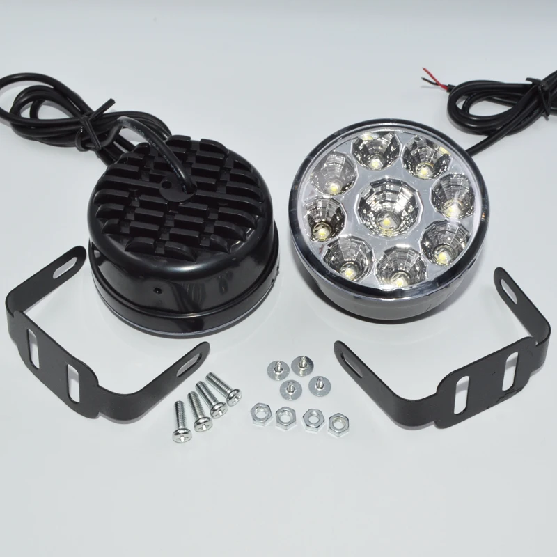 Супер яркий DRL 2 шт. x 9 светодиодный автомобиль головы спереди круглый Туман Хвост