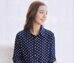 Плюс Размеры M-5XL Модная точка блузки Для женщин длинные Стиль рубашки 2019 Chiffion Дамы топы с длинным рукавом женская одежда