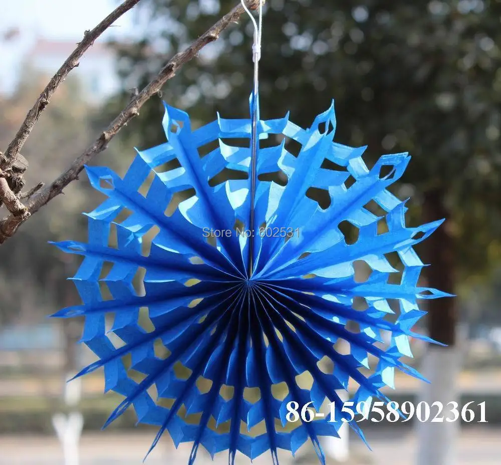 

20pcs/lot 20cm Snowflake fan paper flower wedding party decoration kindergarten background colorful garland honeycomb 3 size