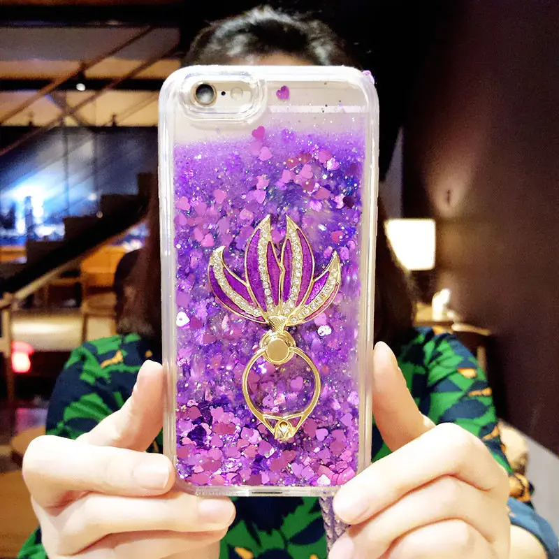 

For Huawei Mate 10 Lite Pro Nova 2 Plus Nova 3 Luxury Colorful liquid quicksand Phone case Mermaid finger ring buckle Back cover