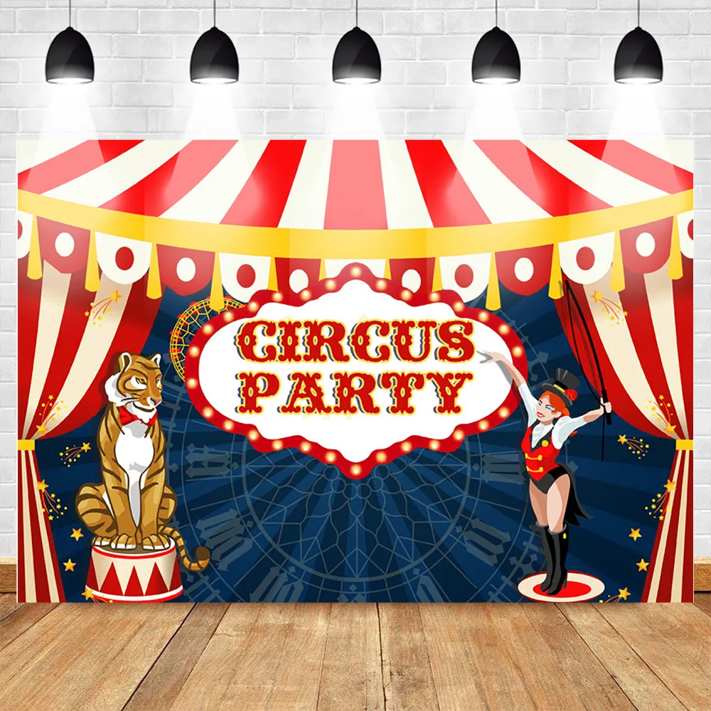 Neoback Circus Party Photography Backdrop Circus Tiger Clown Show