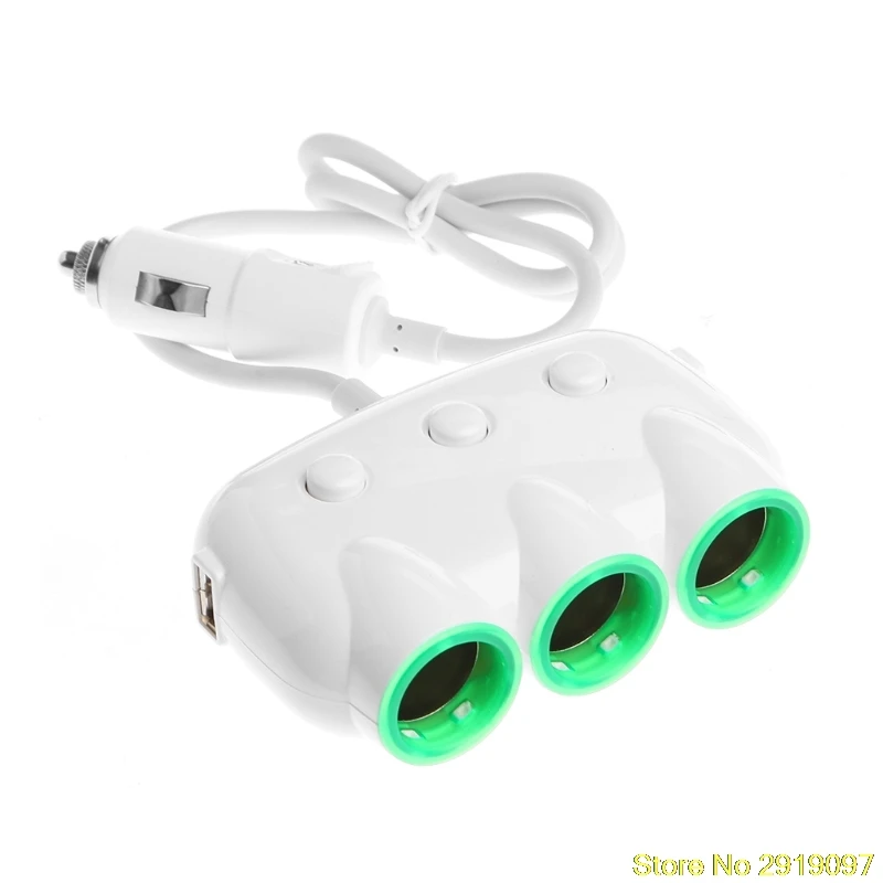 

USB Car Charger Adapter 3 in 1 with Car Cigarette Lighter Vehicle Chargin Jump Starter For Smart Phone Car Camera DVR GPS
