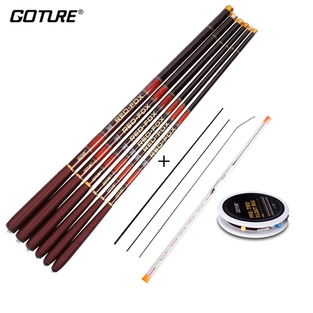 Goture Carbon Fiber Telescopic Fishing Rod Kit 3.0-7.2M Stream Fishing Rod with Spare Tips, Fishing Float Rig Set vara de pesca Goture Carbon Fiber Telescopic Fishing Rod Kit 3.0-7.2M Stream Fishing Rod with Spare Tips, Fishing Float Rig Set vara de pesca