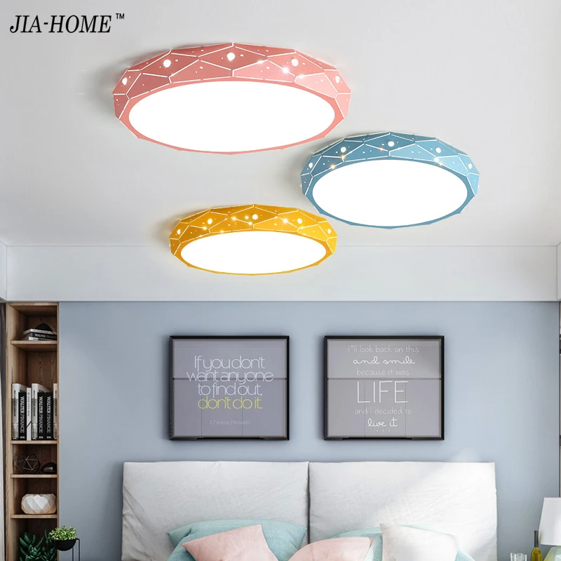 

PostModern Ceiling Lights white black pink yellow green color Living Room Bedroom Surface Mount Remote Control lamparas de techo