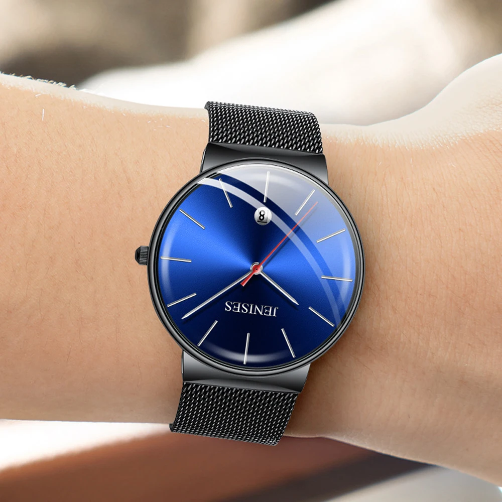 Montre Homme 2020 Модные Бизнес кварцевые наручные часы для мужчин JENISES стальные с