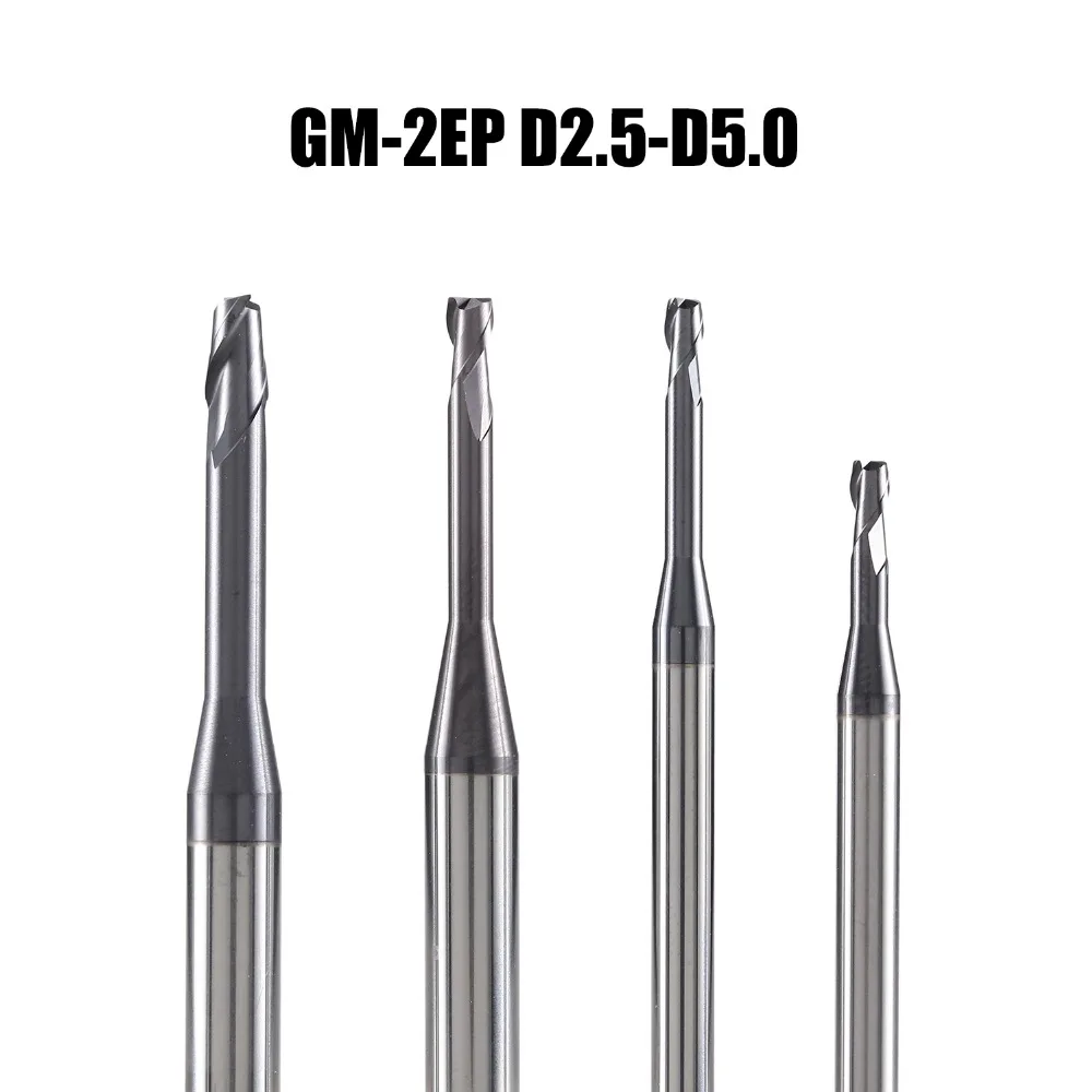 Фрезы из вольфрамовой стали GM 2EP D2.5 D5.0 2 канавки квадратные концевые фрезы с
