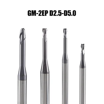 

GM-2EP -D2.5 -D5.0 tungsten steel end mills 2 flute square end mill long neck and short edge cnc milling cutters cutting tools