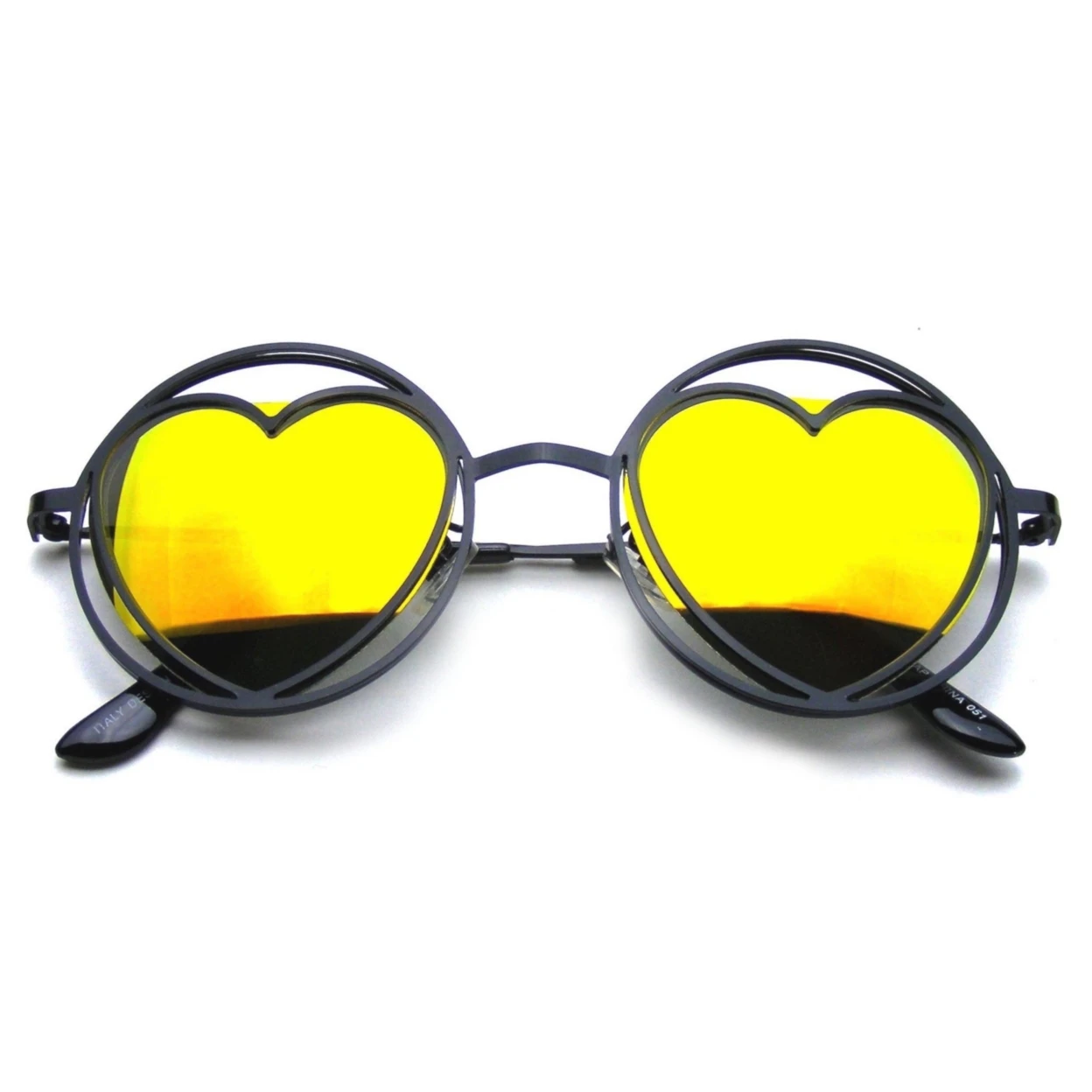 Womens Round Metal Heart Shape Hippie Circle Sunglasses (1)