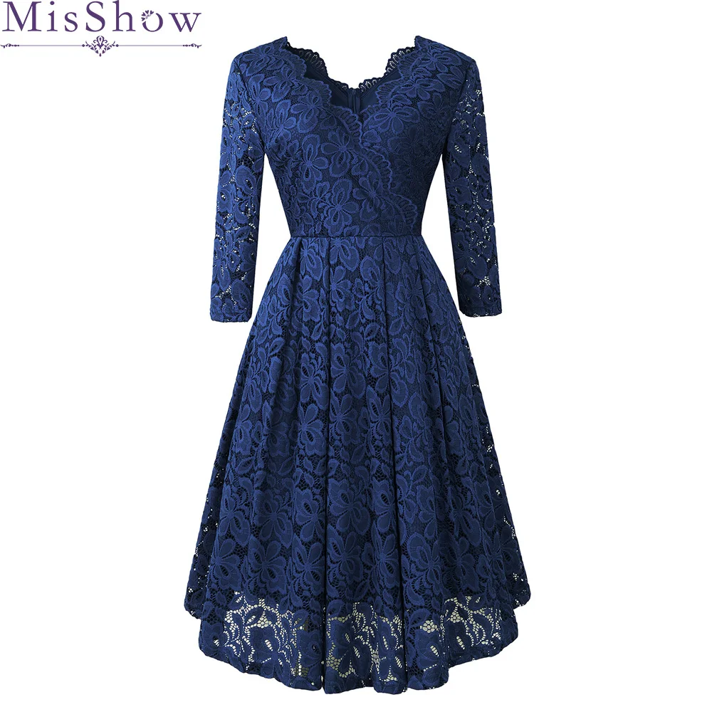 

Robe De Soiree 2019 Lace Short Evening Dress plus size vestido de festa Party Prom Dresses Navy Blue Mother of the bride Dress