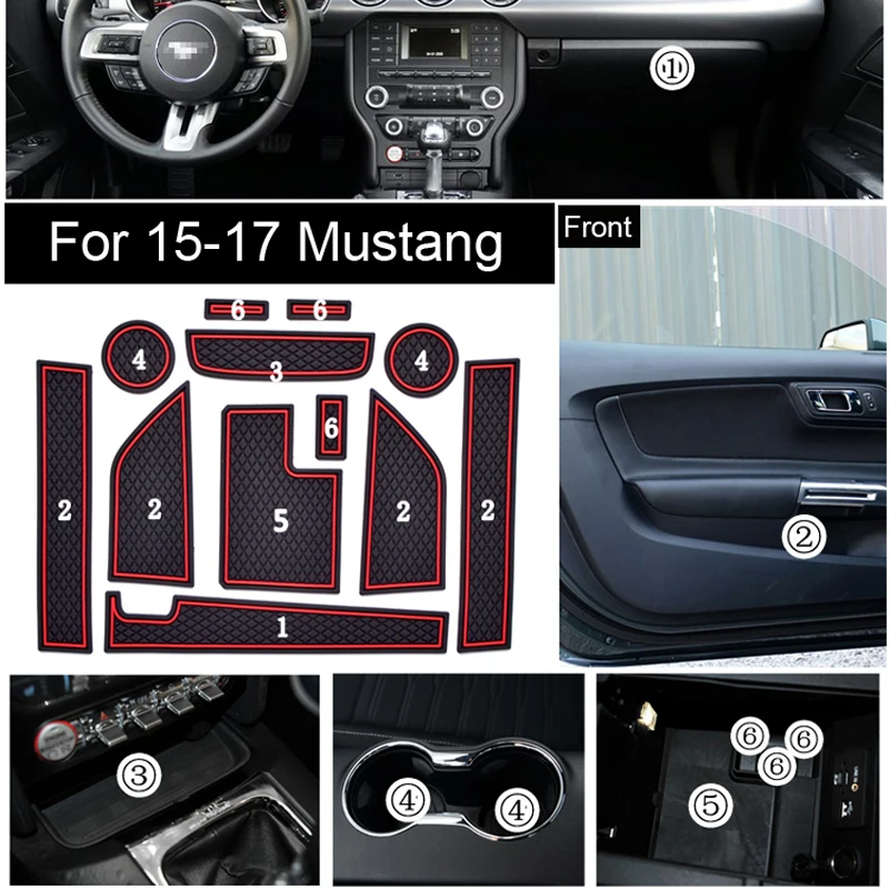 Нескользящие высокое качество подкладке мягкие резиновые обладатель Кубка Pad двери Панель коврики для Ford Mustang 2015-17