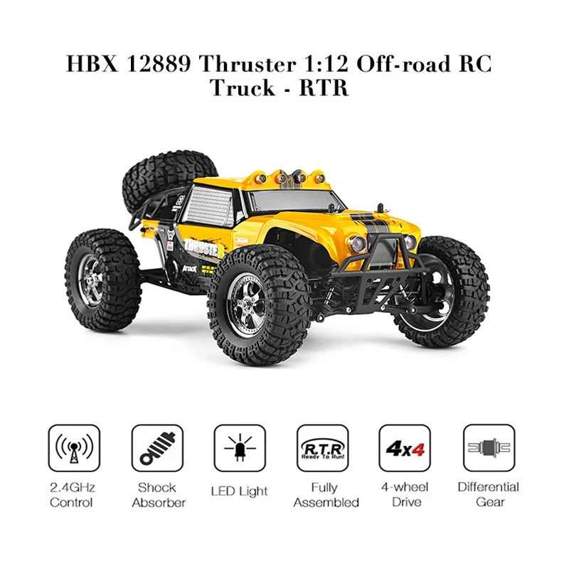 

HBX 12889 Thruster 1/12 RC Car 2.4G 4WD Remote Control Drift Electri Car RTR Desert Truck Off-road High Low Speed / Dual Servos