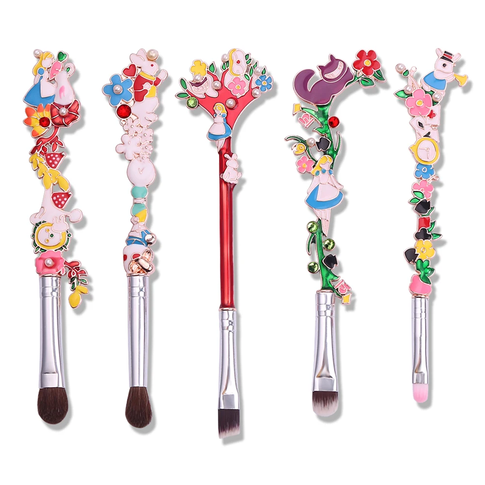 

Christmas Gift Alice in Wonderland Makeup Brushes Set Horse Hair Eyeshadow Eyebrow Lip Brush Enamel Beauty Make Up Kits