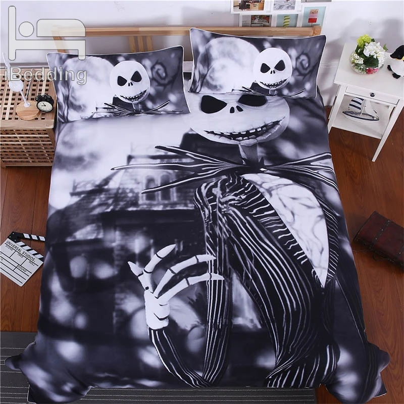

Nightmare before Christmas Sugar Skull 3D Comforter Bedding Set King Queen Size Nightmare Bed Duvet Covers Black Sheets Set