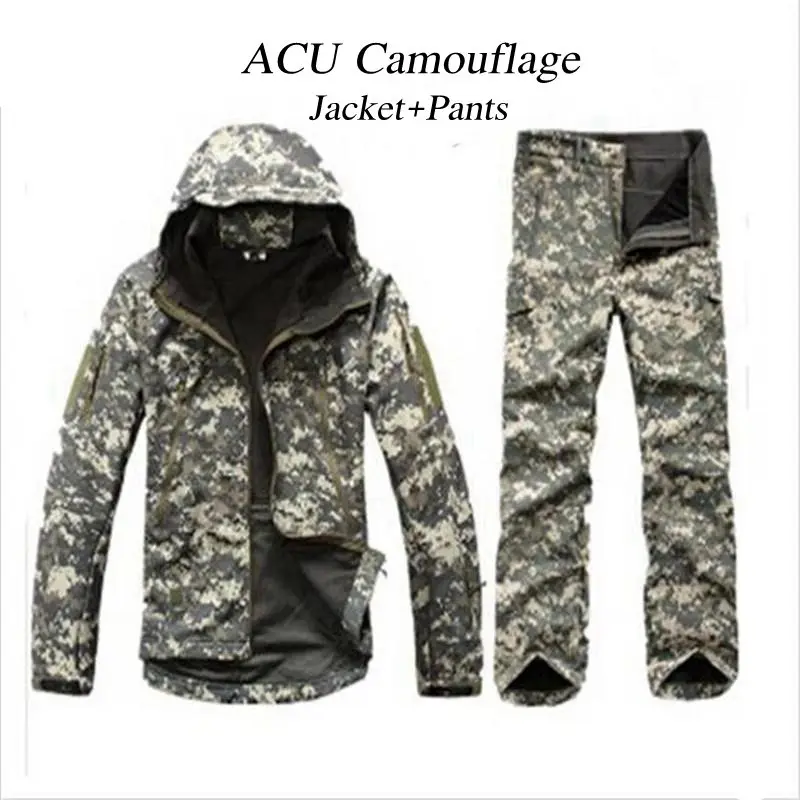 

Army TAD Stalker Fishing Waterproof SoftShell Outdoor Jacket Shark Skin Military Camouflage Kryptek Black Hunting Jackets Set