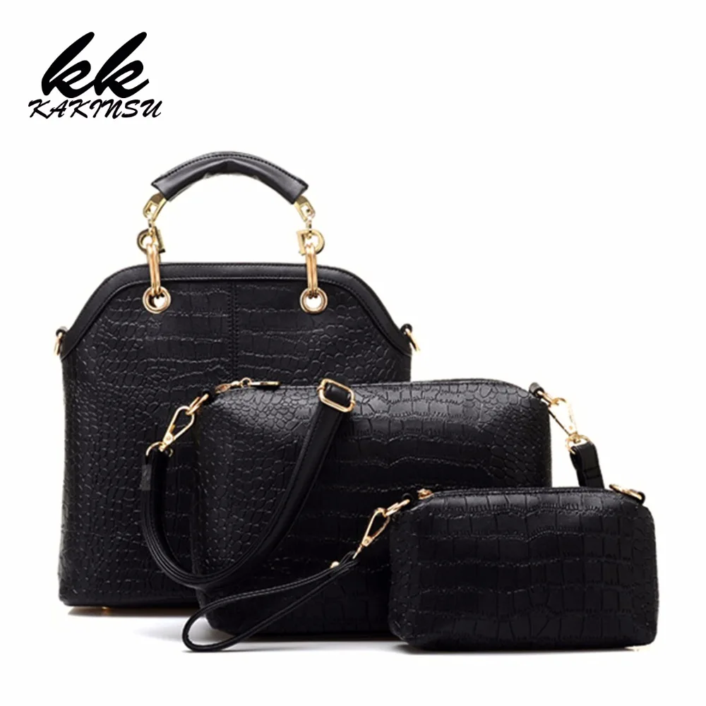 

In Stock New 2018 women handbags leather handbag women messenger bags ladies bag bags Handbag+Messenger Bag+Purse 3 Sets