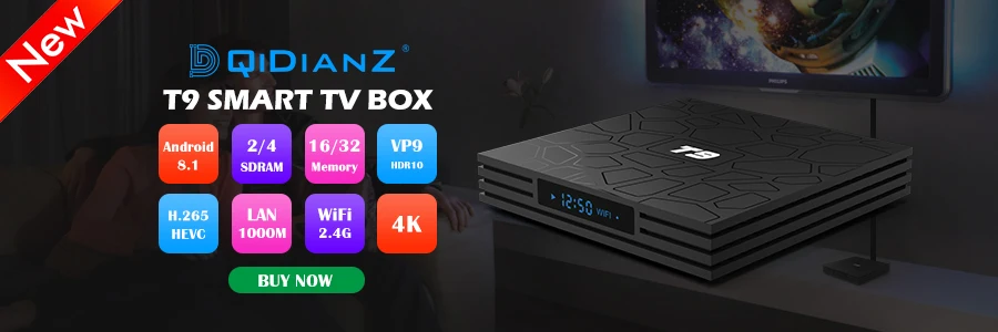 DQiDianZ T9 Android 9,0 Smart tv BOX 4 ГБ 32 ГБ wifi 2,4G четырехъядерный комплект верхней коробки RK3328 Android 8,1 мультимедийный плеер голосовой пульт дистанционного управления