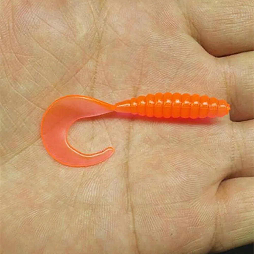 1pcs LUMINOUS Curly Tail Grub Artificial Bait Predator Fishing Lure 4CM with T tailin Fishing