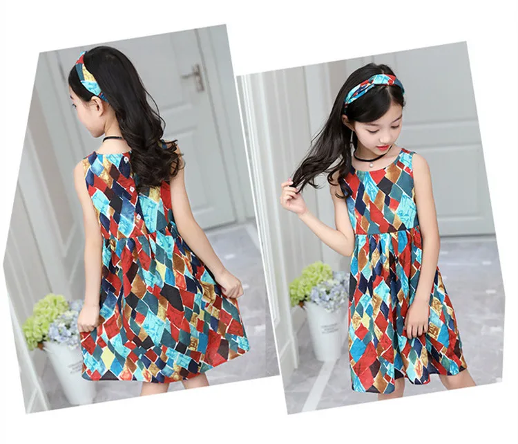 3-12 y fashion dress for girls summer 2019 girl dresses sleeveless sundress teenager 10 12 years old kids clothes On Sales (7)