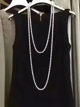 

beautiful 9-10mm natural south sea white pearl necklace 52inch silver clasp