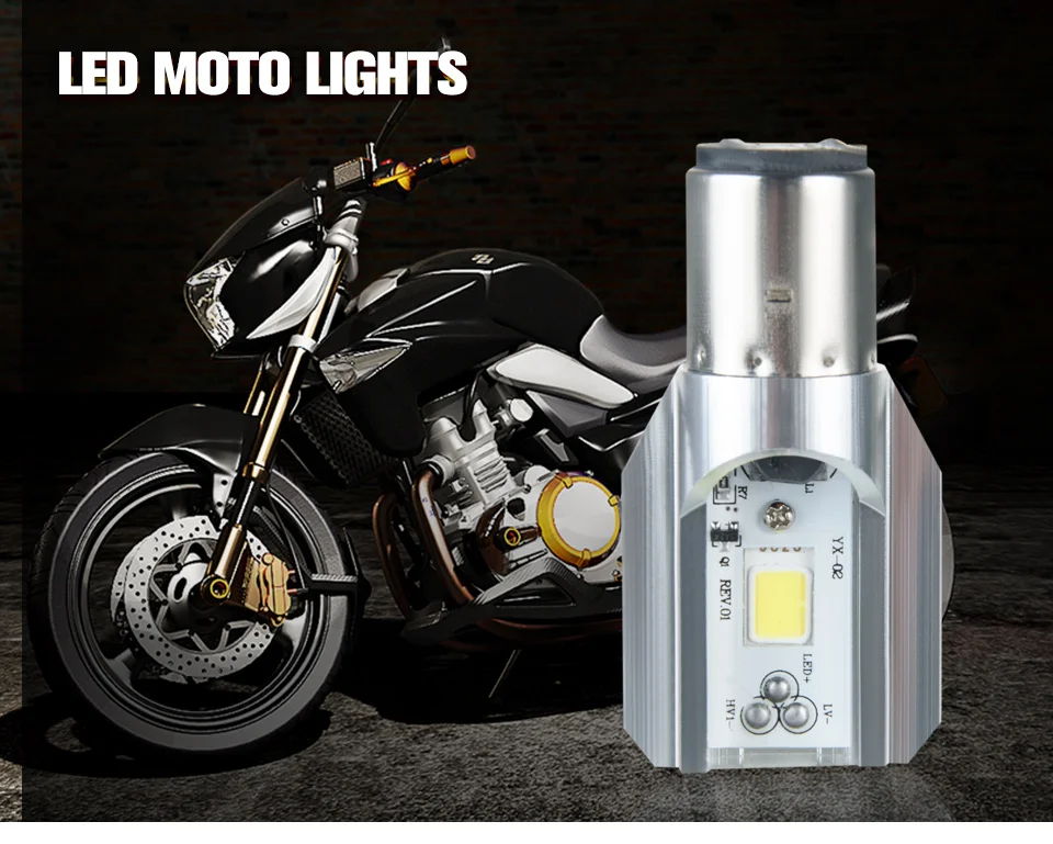 Foxcncar Ba20d Motorcycle LED Headlight Bulbs H6 COB Moto front Lamp Accessoires Scooter light 12v 1000LM For Honda Yamaha 6000K (1)