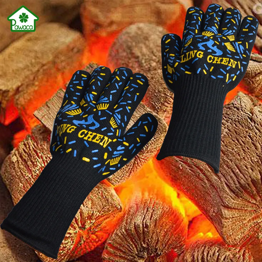 1 Pair Heat Resistant Gloves Food grade Thick Silicon Kitchen Barbecue
