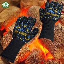1 Pair Heat Resistant Gloves Food grade Thick Silicon Kitchen Barbecue Oven Glove BBQ Grill Cooking Oven Mitt Baking gloves